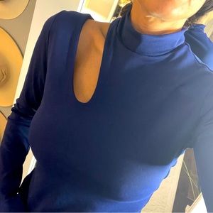 Susana Monaco royal blue cut out long sleeve shirt size small